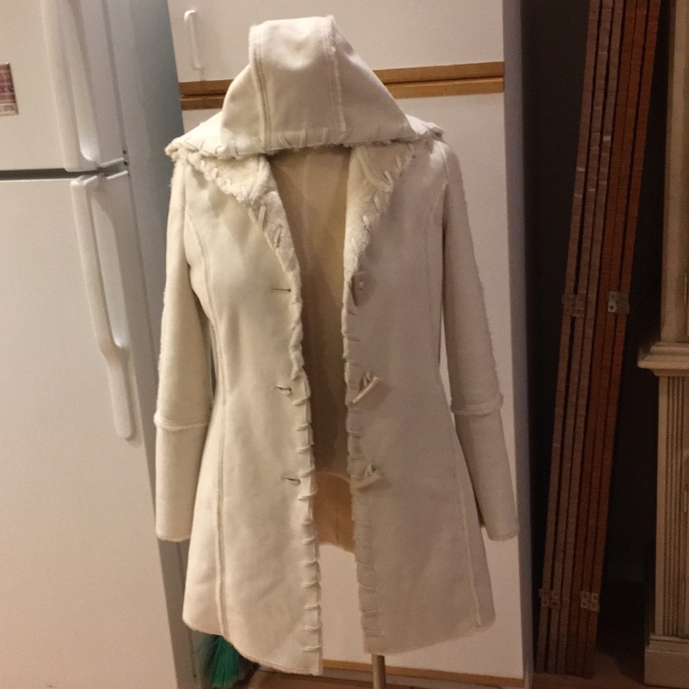 Ivory Faux Shearling Coat.  Sexy